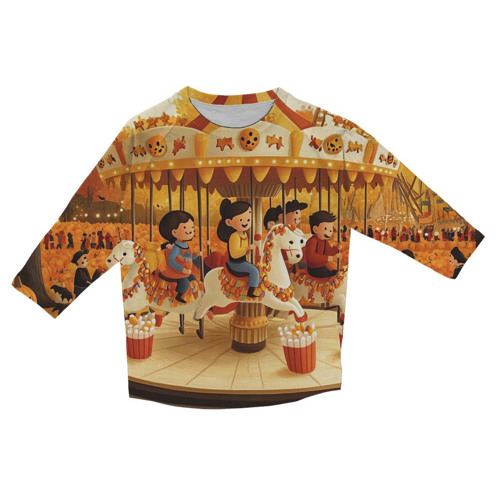 Candy Corn Carousel trendy 3/4 sleeve tops