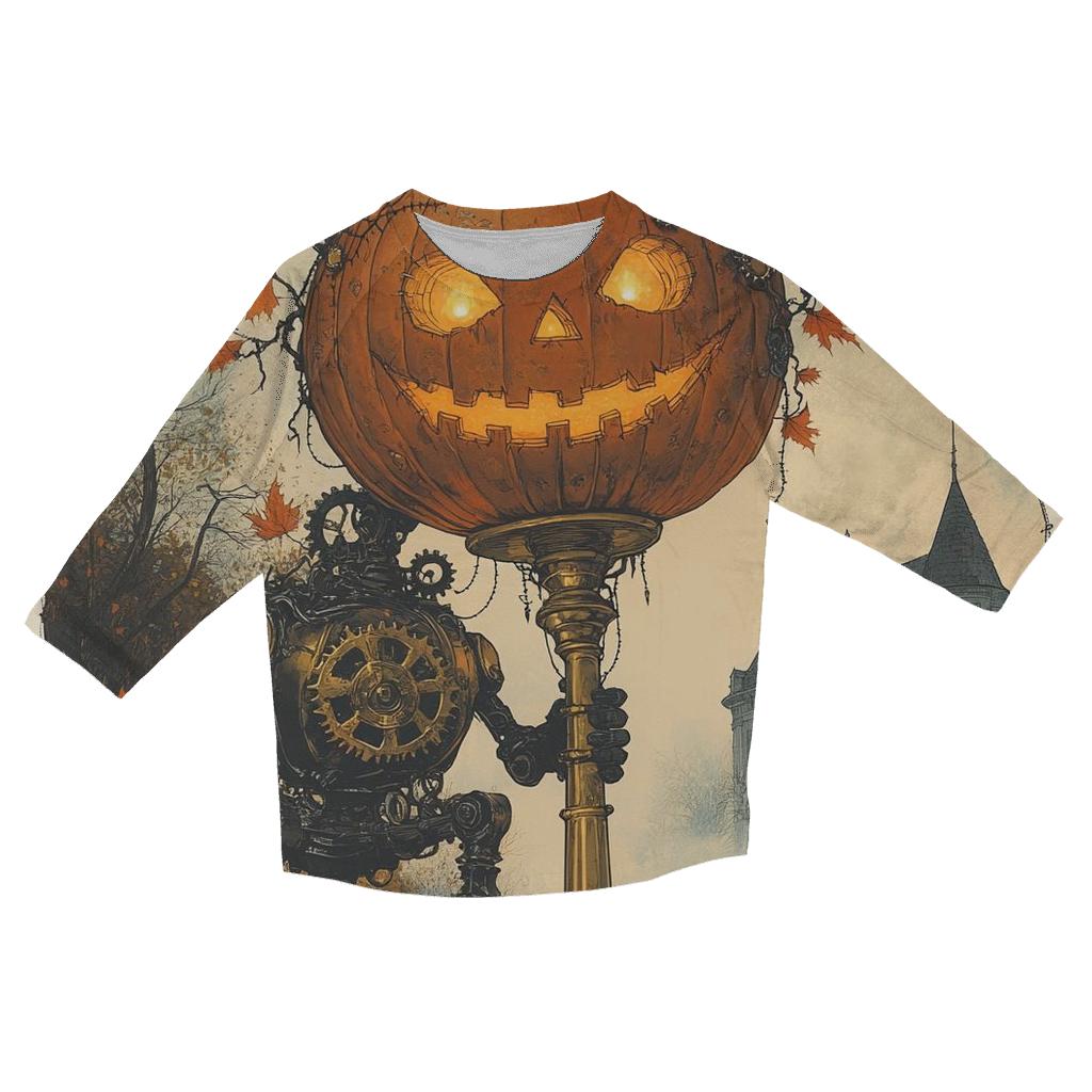 Clockwork Pumpkin Golem printed three quarter sleeve shirts