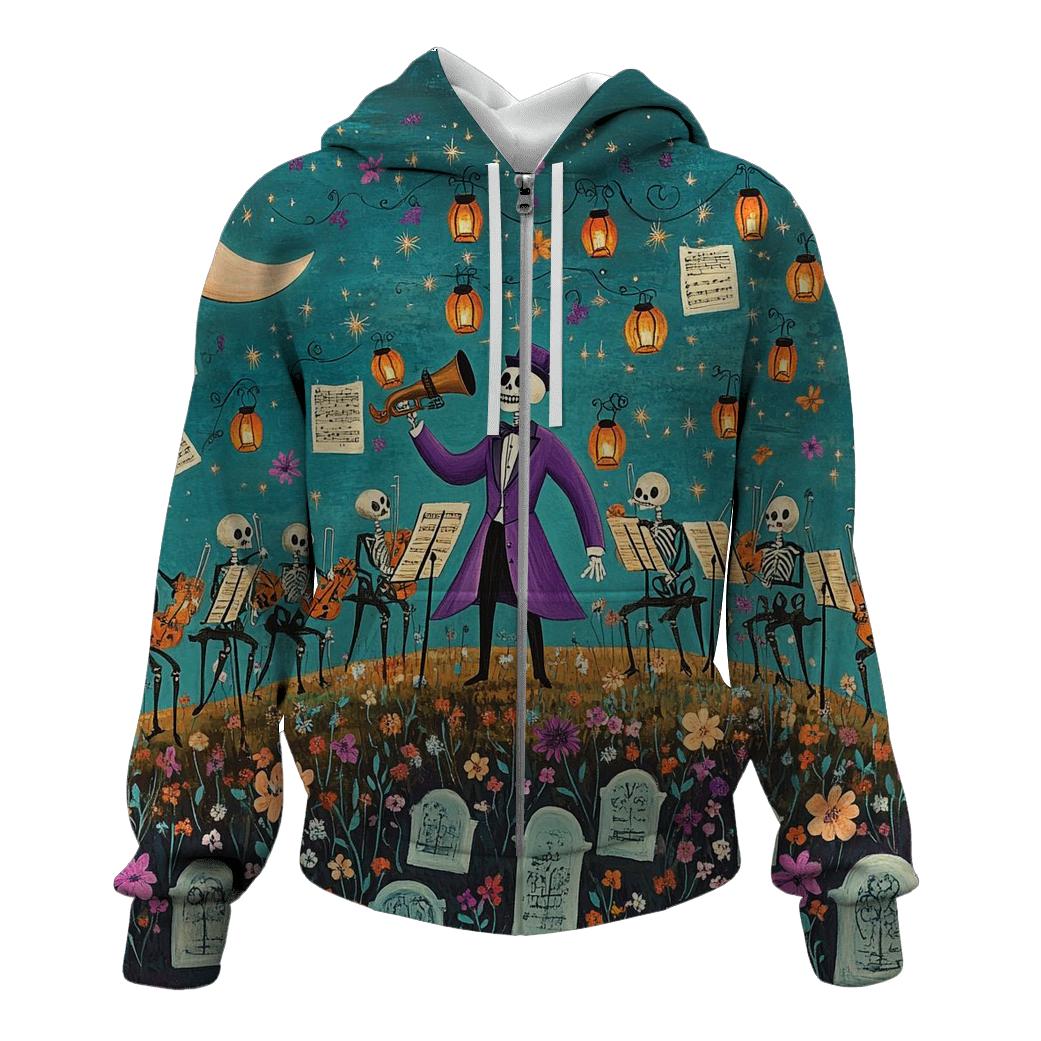 Stargazer Skeleton Orchestra graphic hoodies