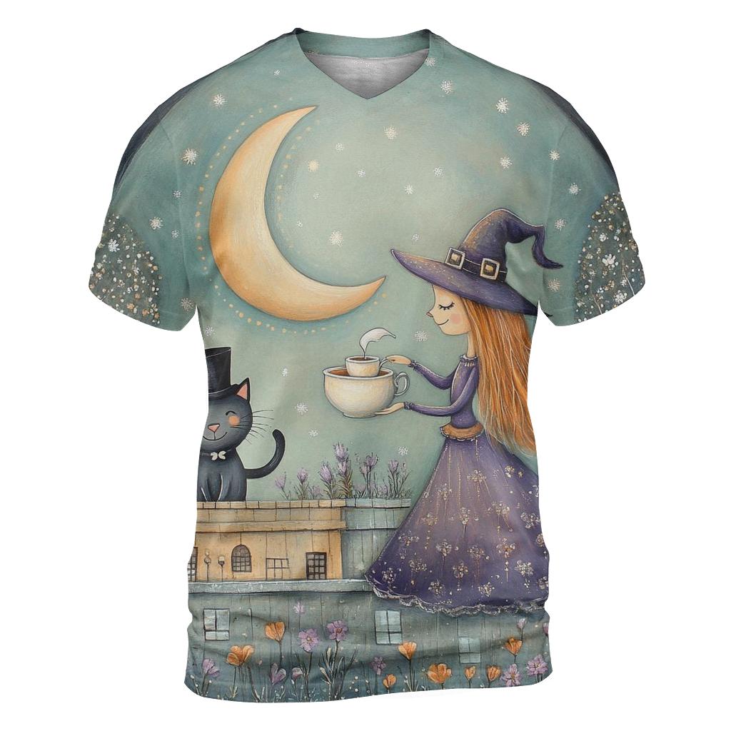 Tea With The Moon Witch trendy printed shirt styles
