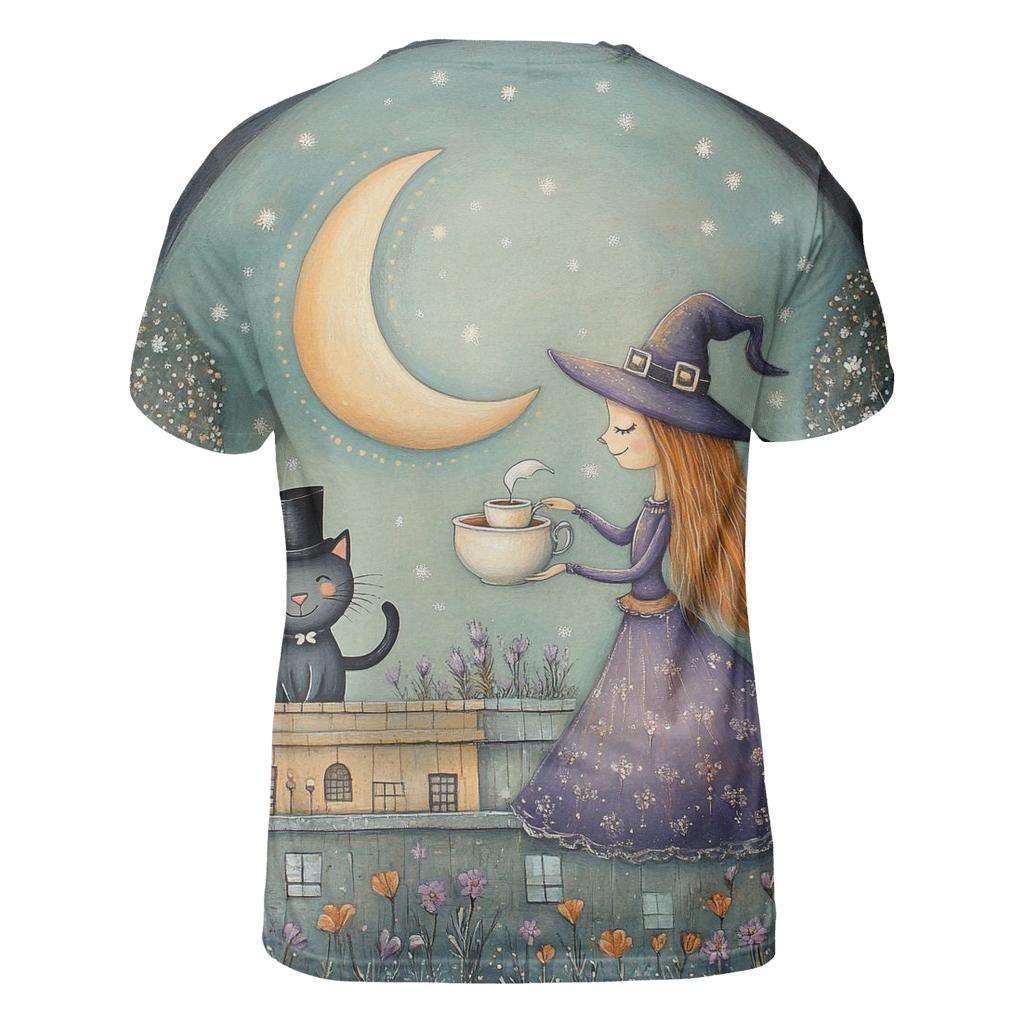 Tea With The Moon Witch trendy printed shirt styles