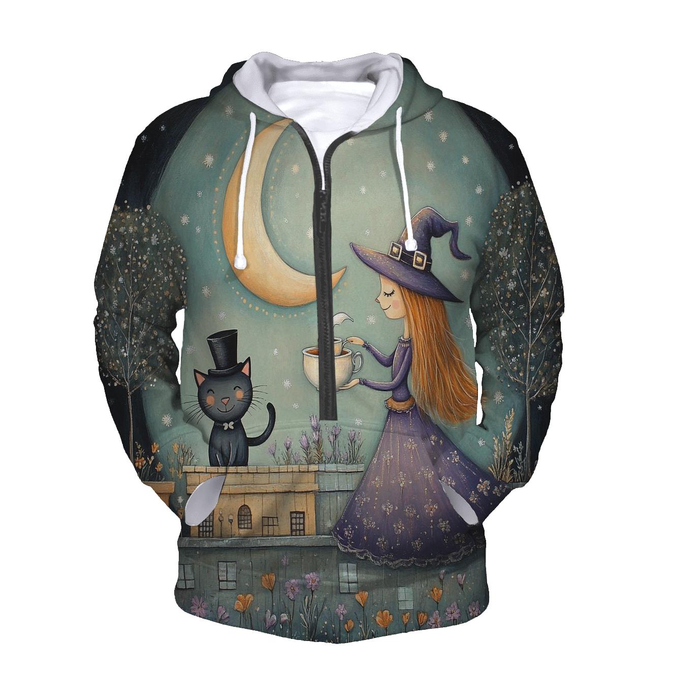 Tea With The Moon Witch heavyweight hoodies