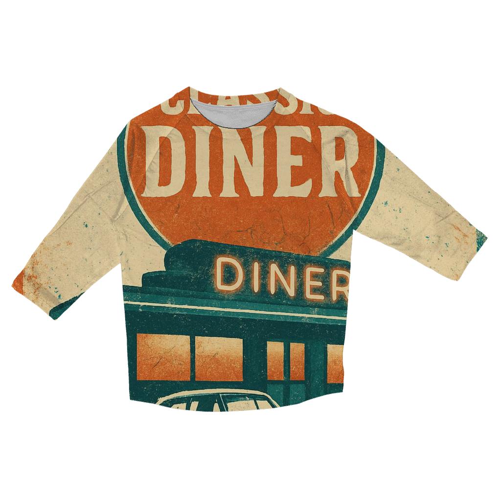 Burnt Orange Roadside Diner Poster custom 3/4 sleeve shirts