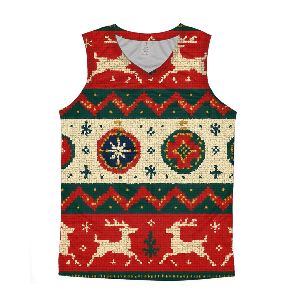 Tinsel Patchwork Reindeer Carousel Design custom tank tops