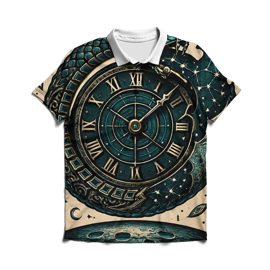 Celestial Ouroboros Clockwork casual sports polo shirts