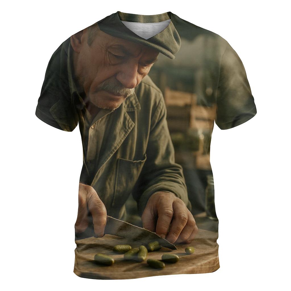 Market Vendor Preparing Cornichon Preservation creative print fashion shirts