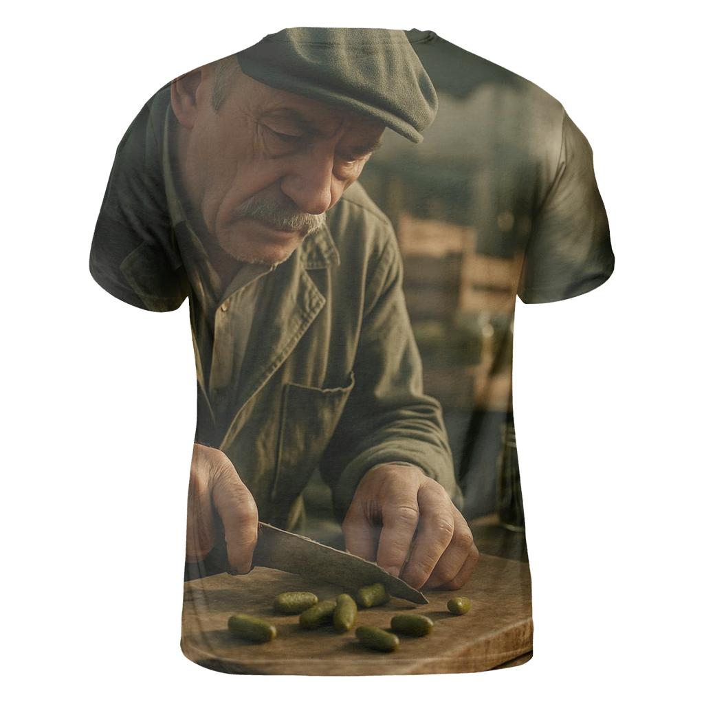 Market Vendor Preparing Cornichon Preservation creative print fashion shirts