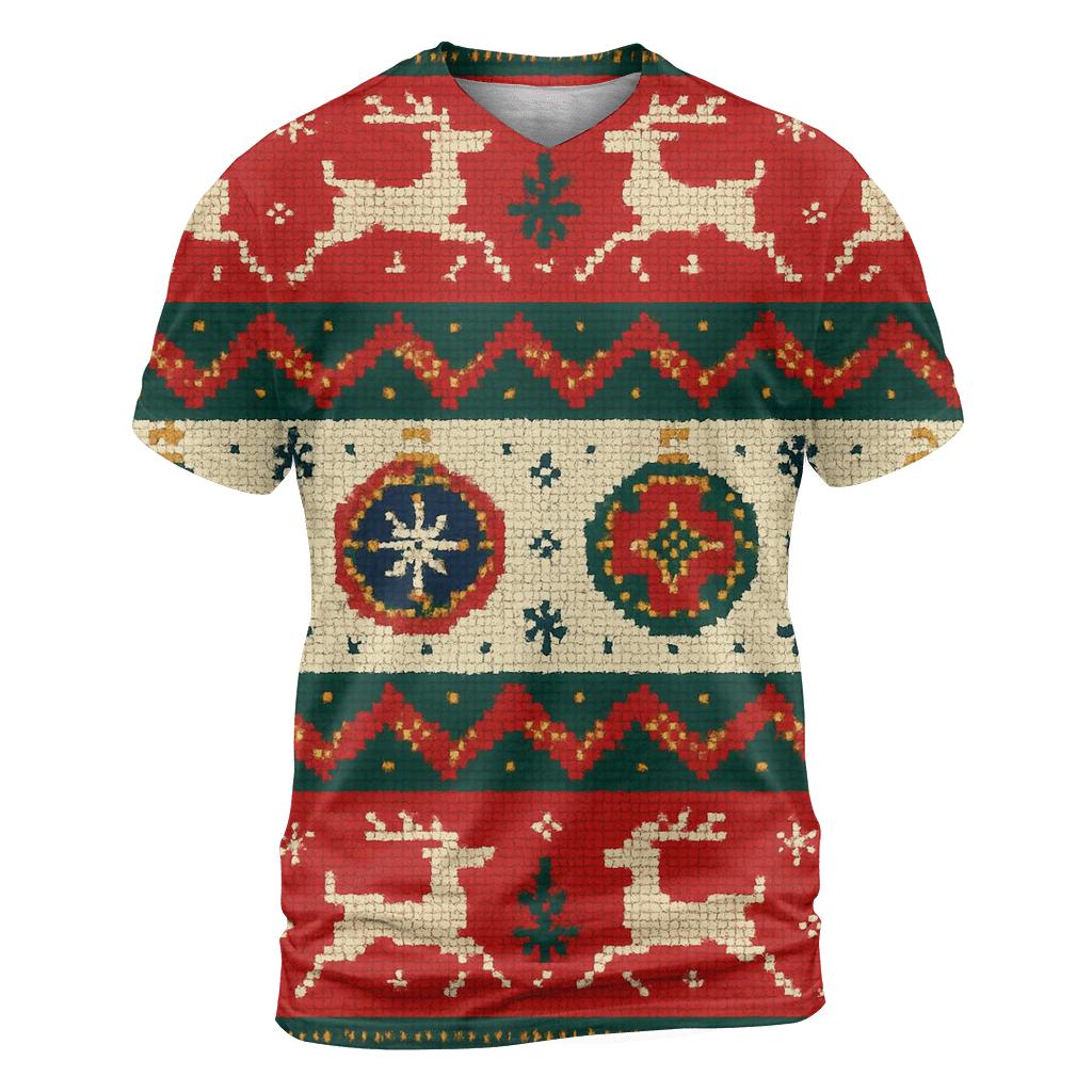 Tinsel Patchwork Reindeer Carousel Design custom all-over print shirts