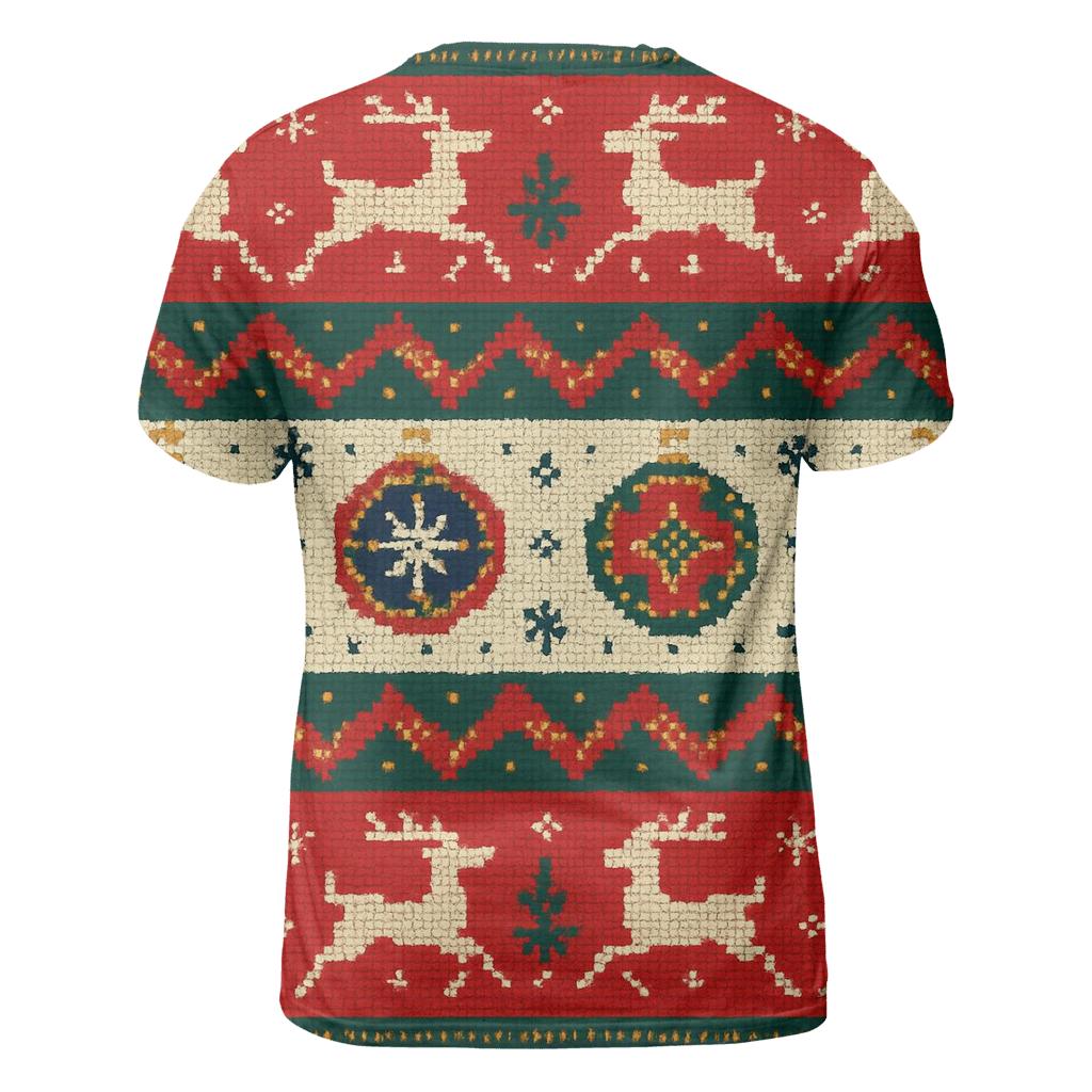 Tinsel Patchwork Reindeer Carousel Design custom all-over print shirts