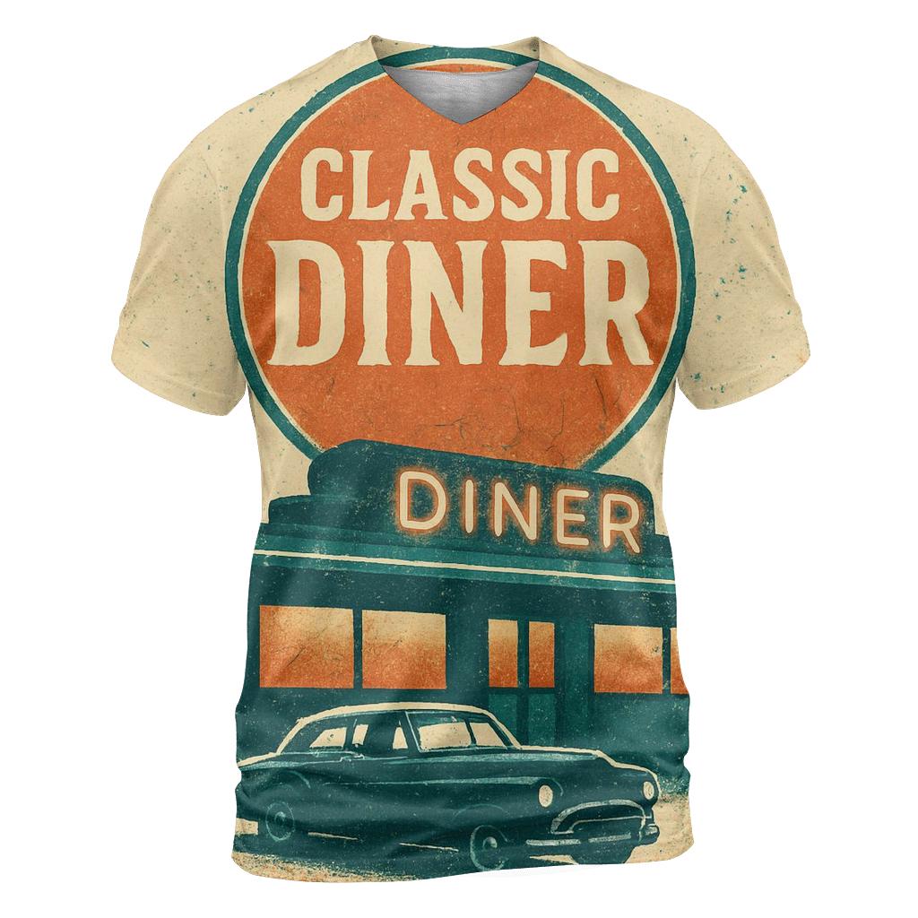 Burnt Orange Roadside Diner Poster custom all-over print shirts