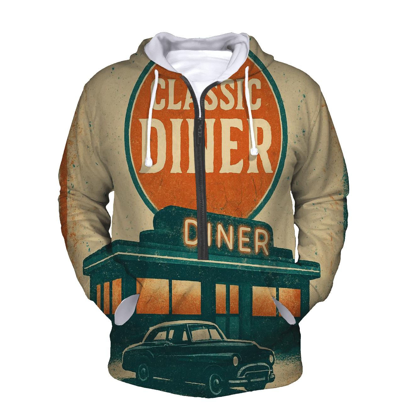 Burnt Orange Roadside Diner Poster designer hoodies