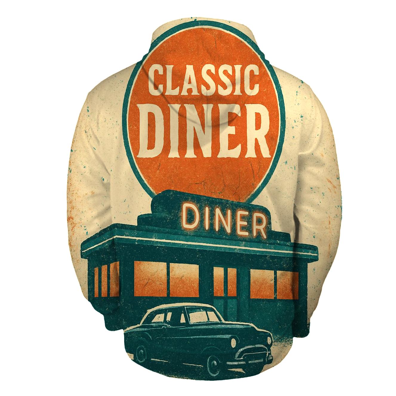 Burnt Orange Roadside Diner Poster designer hoodies