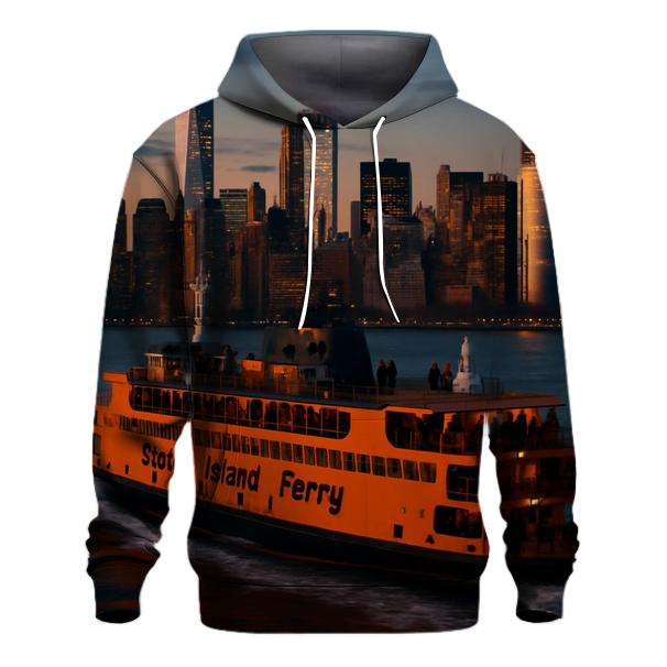 Twilight Ferry Approach To Manhattan Heights printed hoodies