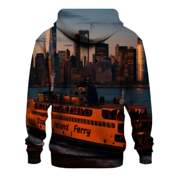 Twilight Ferry Approach To Manhattan Heights printed hoodies