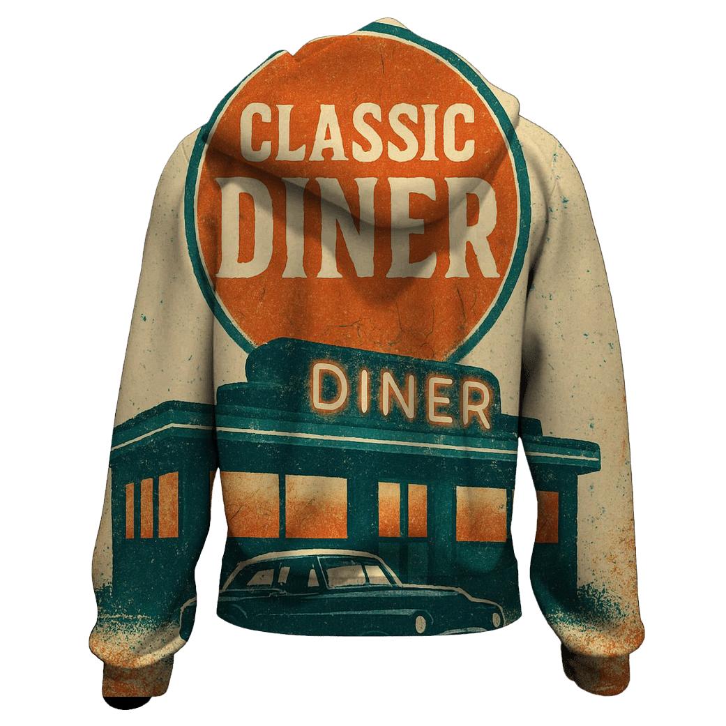 Burnt Orange Roadside Diner Poster heavyweight hoodies
