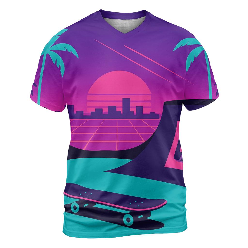 Neon Horizon Skatepark creative print fashion shirts