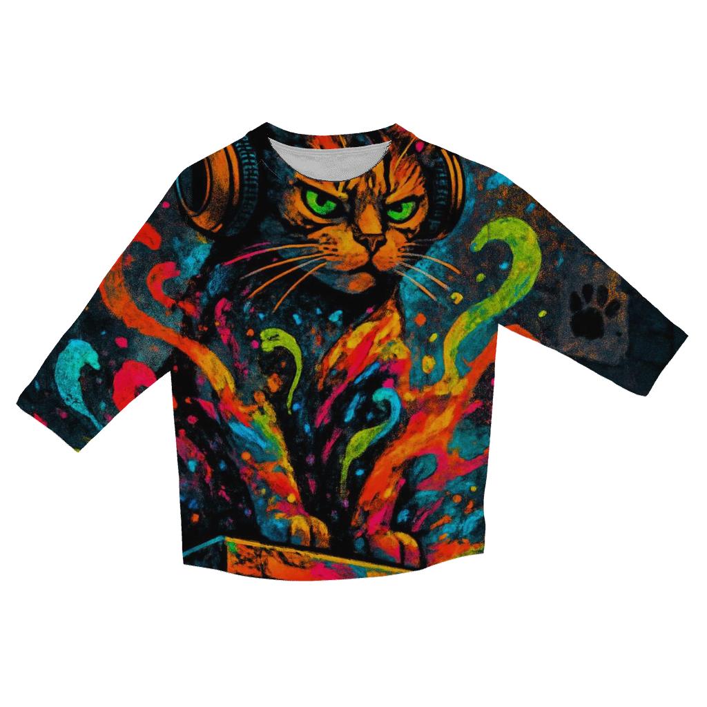 Graffiti Alley Boss Cat printed three quarter sleeve shirts