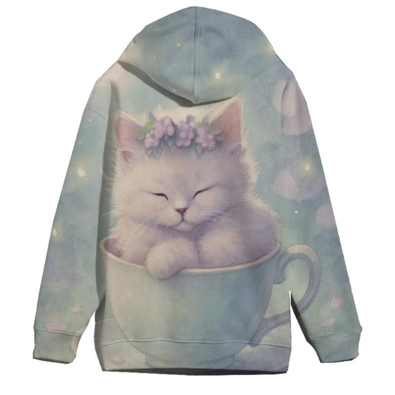 Moonlit Teacup Kittens zip-up hoodies