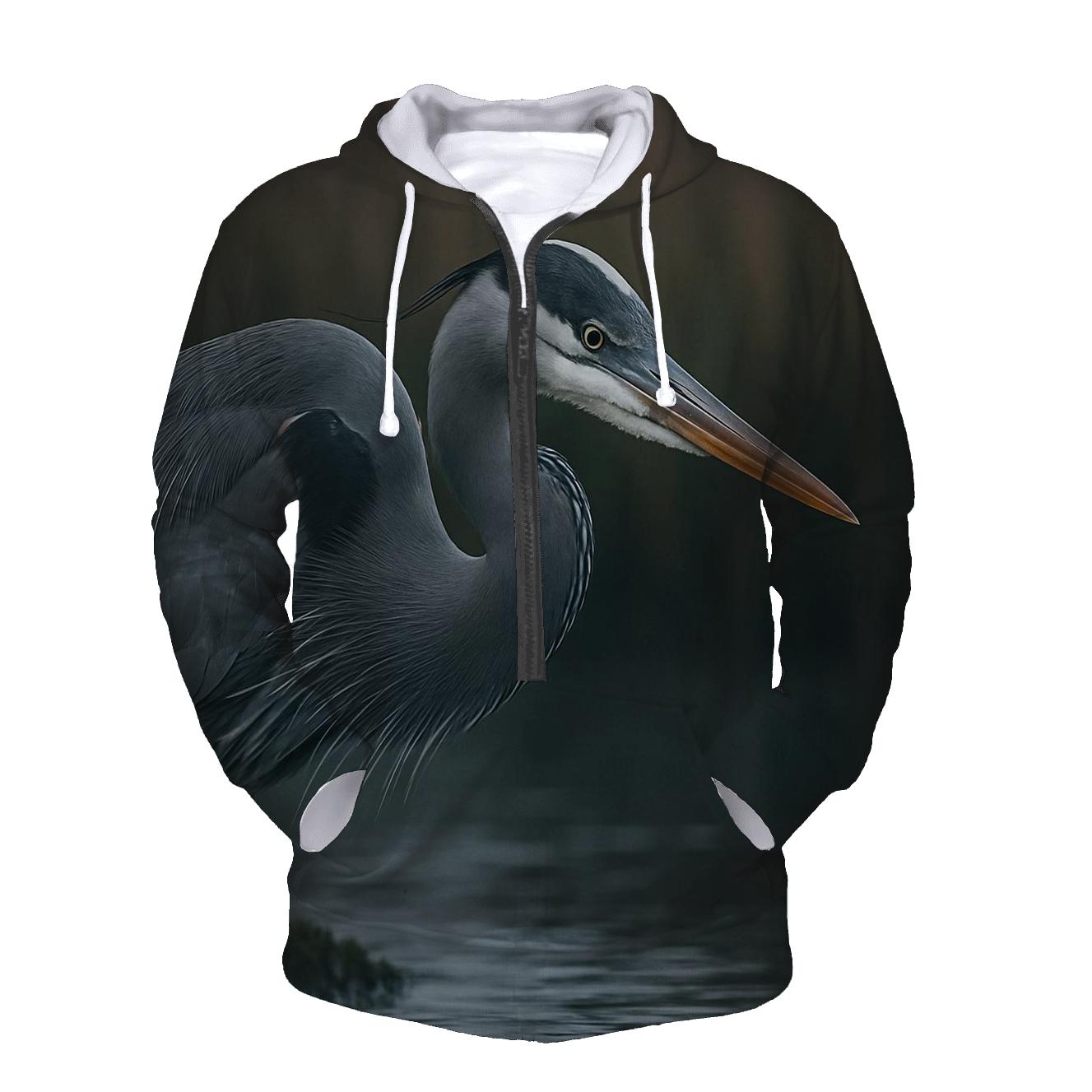 Marshwatcher Heron embroidered hoodies