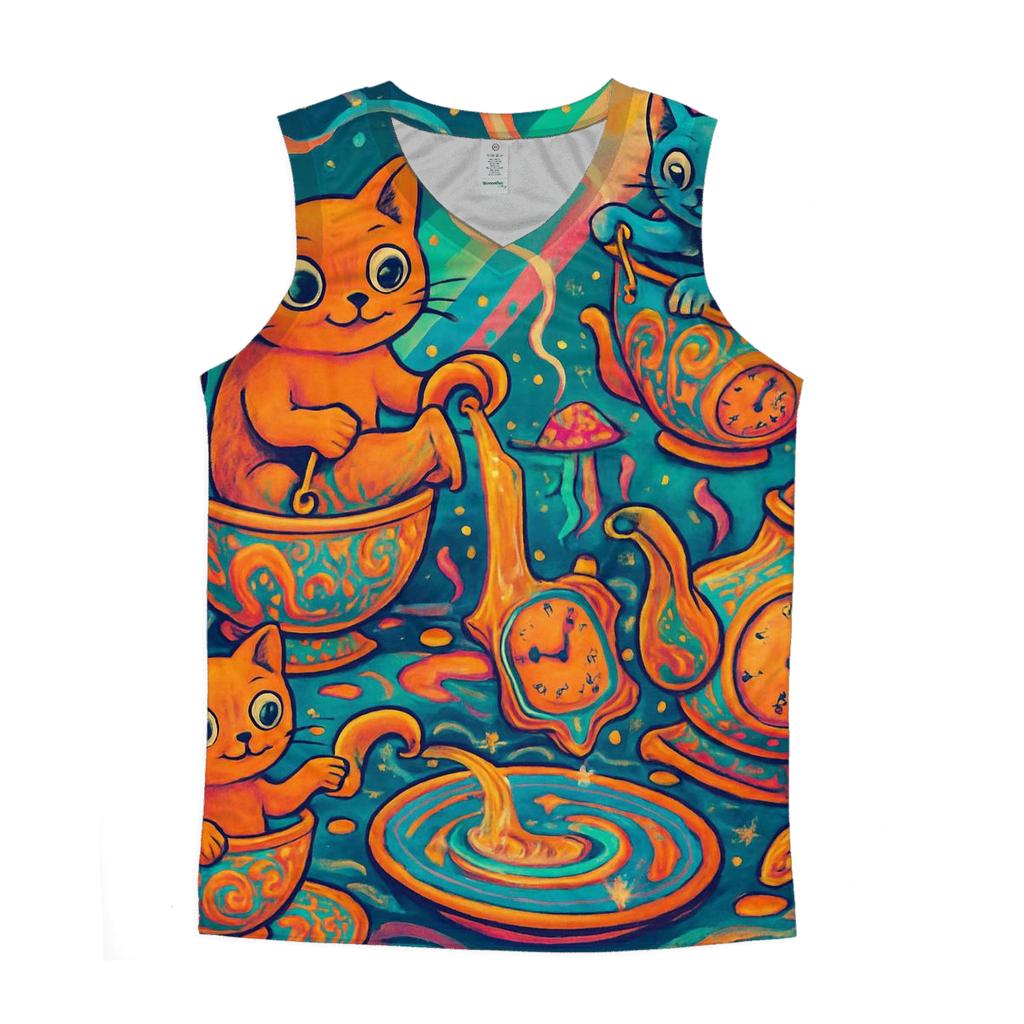 Psychedelic Tea Party Cats stylish racerback tanks