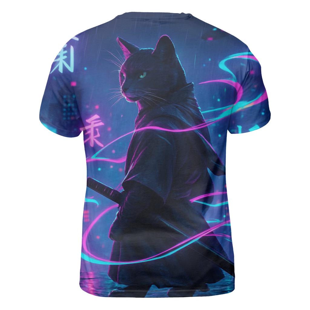 Neon Samurai Cat custom all-over print shirts