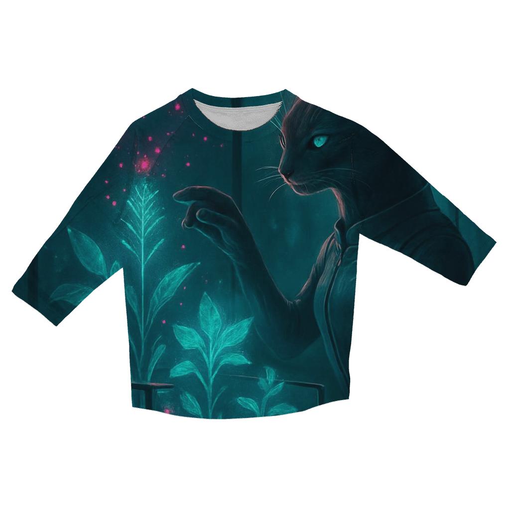 Hologram Botanist Cat designer 3/4 sleeve blouses