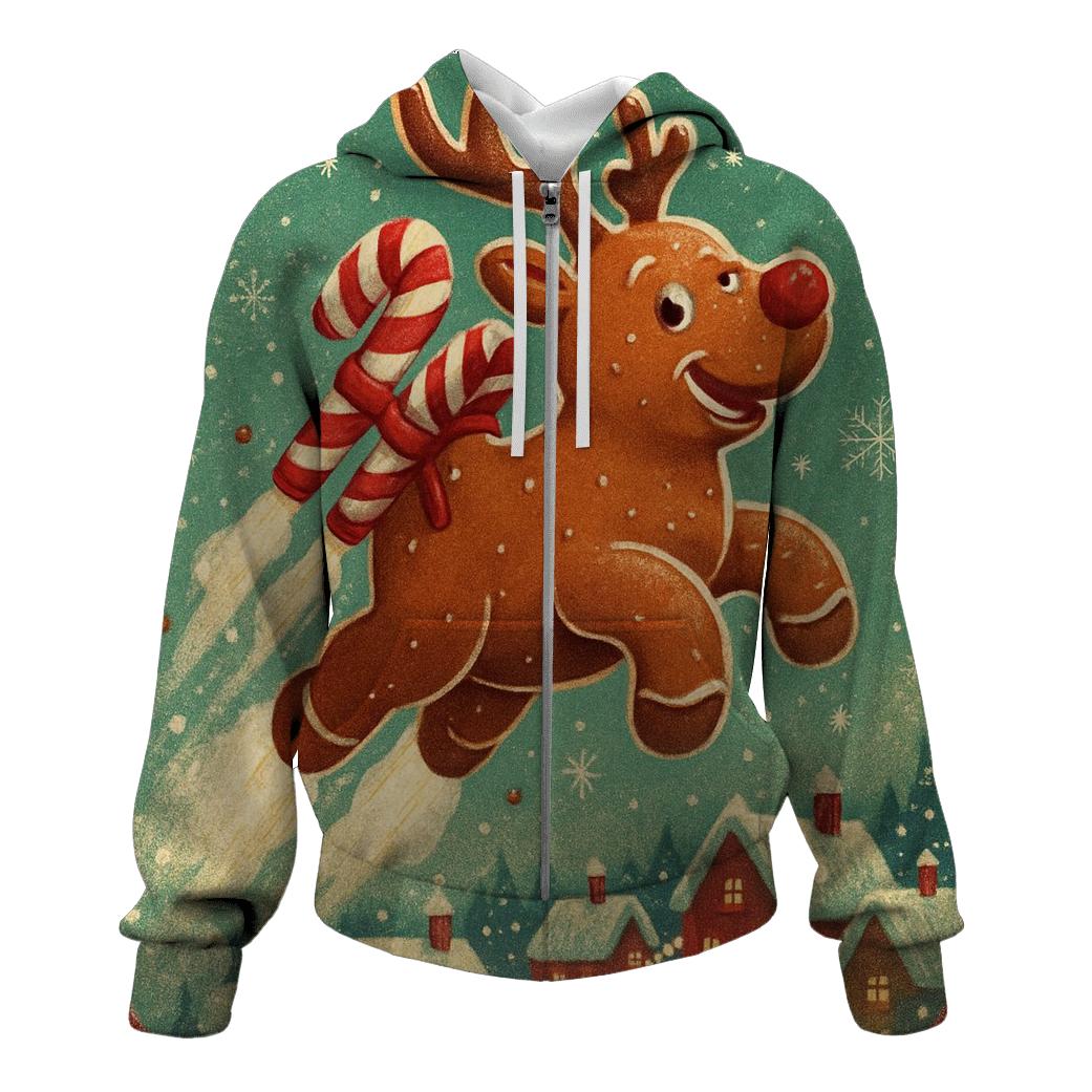 Gingerbread Rocket Reindeer designer hoodies