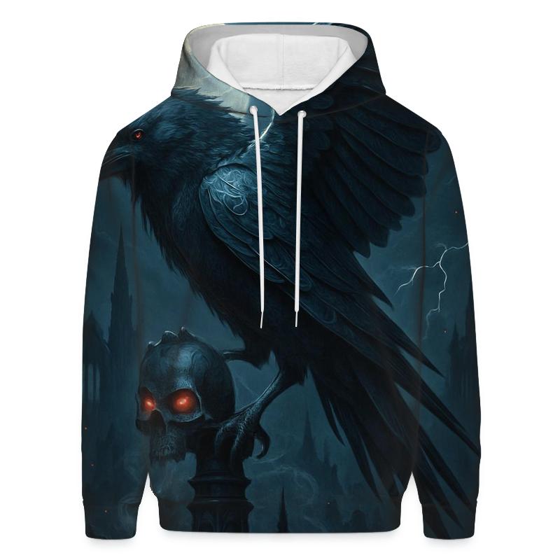Raven Over The Cursed Spire embroidered hoodies