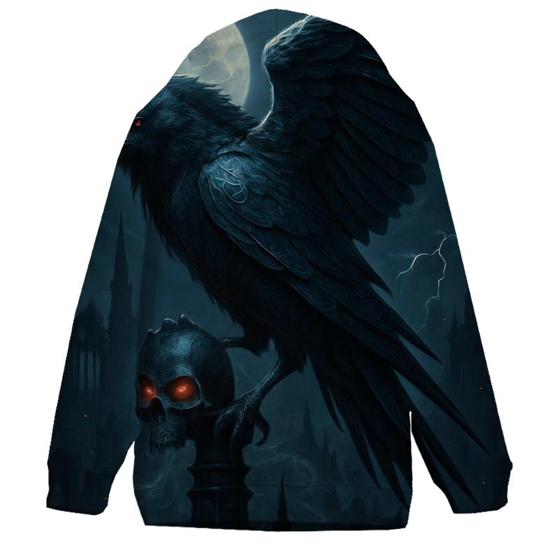 Raven Over The Cursed Spire embroidered hoodies