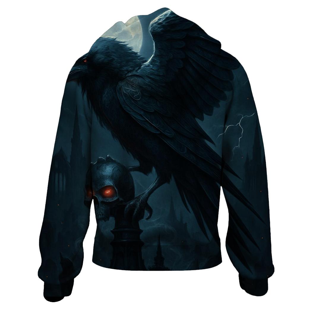 Raven Over The Cursed Spire embroidered hoodies