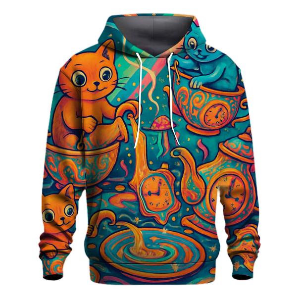 Psychedelic Tea Party Cats custom hoodies