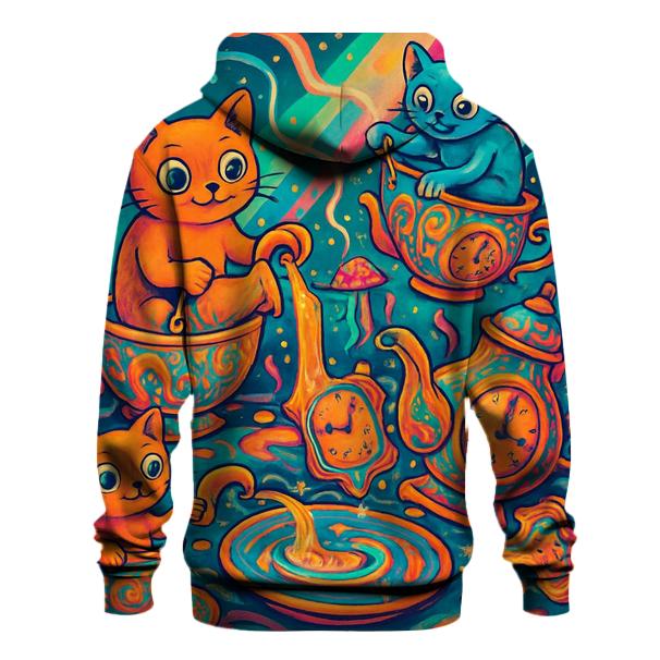 Psychedelic Tea Party Cats custom hoodies