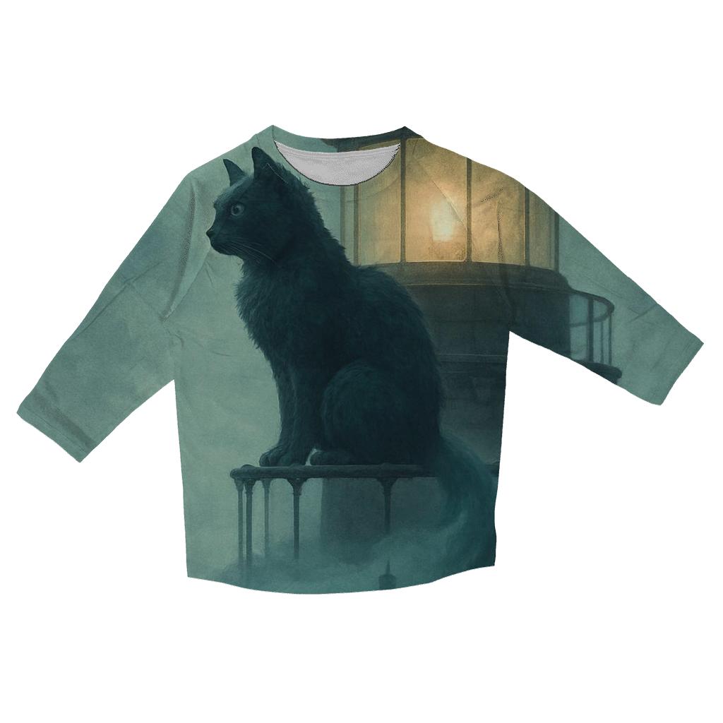 Fogbound Lighthouse Cat casual three quarter sleeve shirts