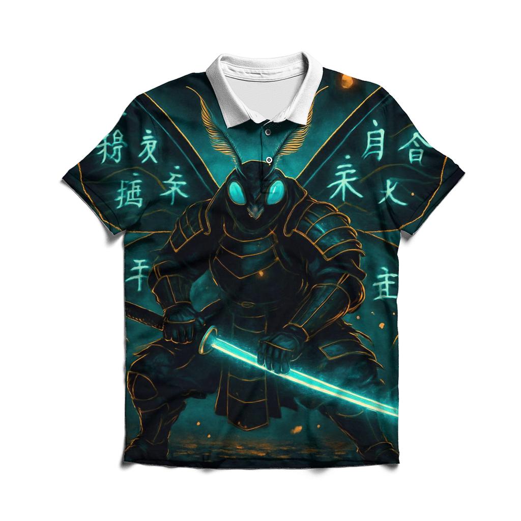 Neon Samurai Moth custom polo shirts