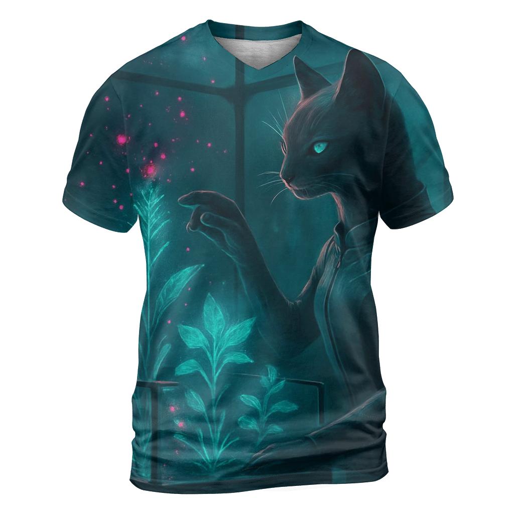 Hologram Botanist Cat statement graphic shirts