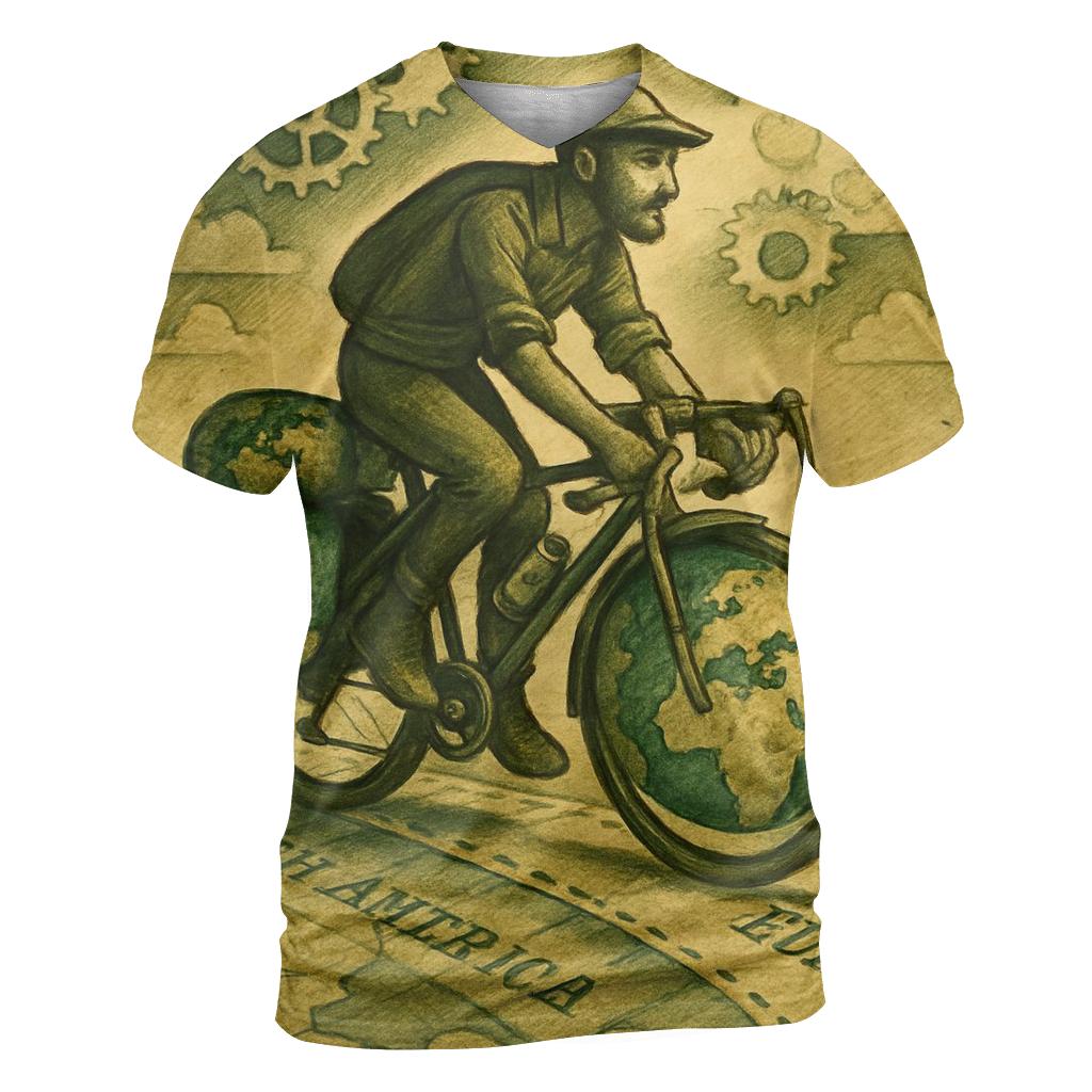Atlas Bicycle Rider artistic all-over print tops