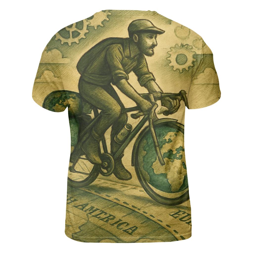 Atlas Bicycle Rider artistic all-over print tops