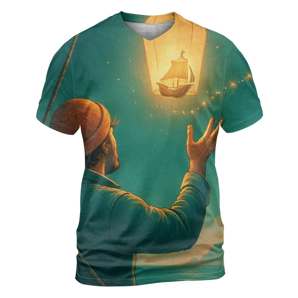 Mariner Sky Lantern artistic all-over print tops