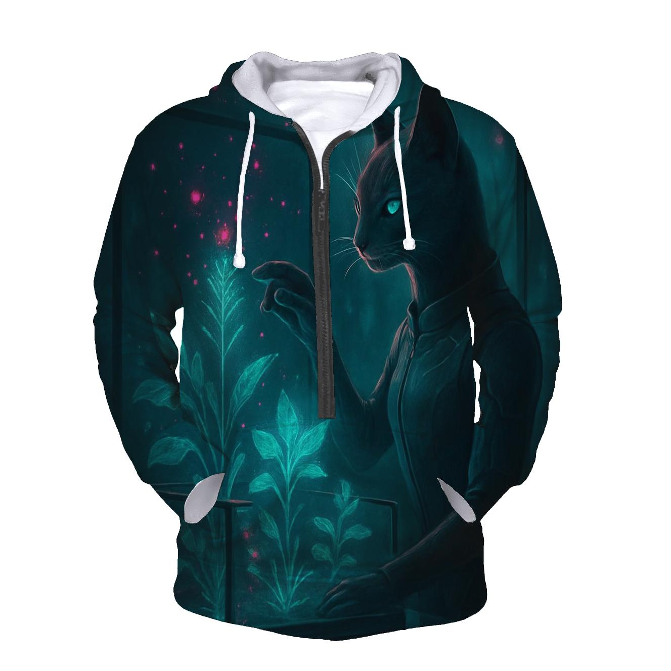 Hologram Botanist Cat embroidered hoodies
