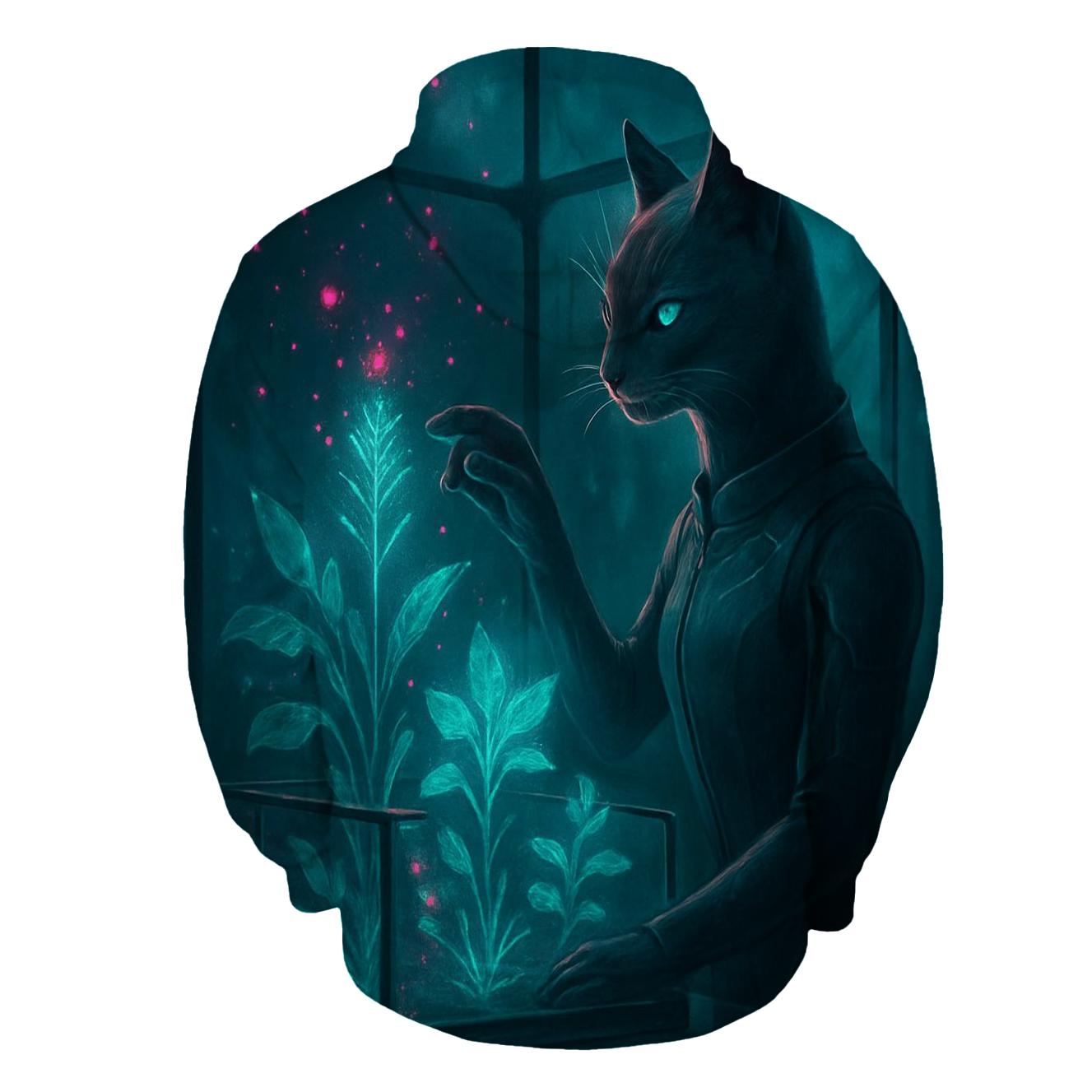 Hologram Botanist Cat embroidered hoodies
