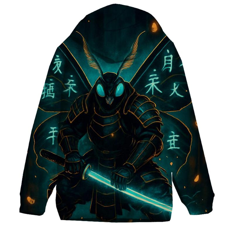 Neon Samurai Moth custom hoodies