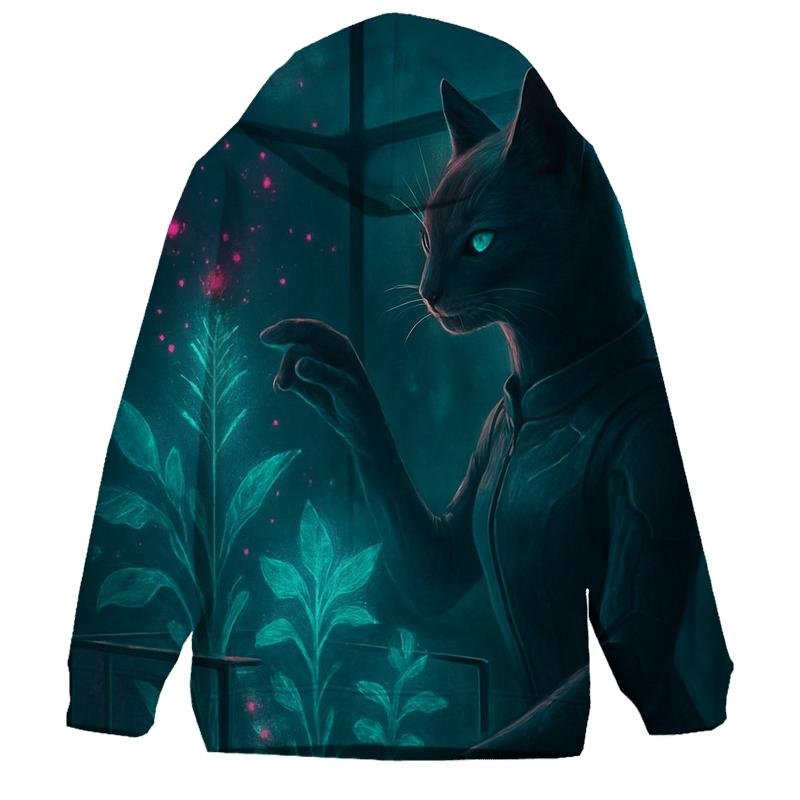 Hologram Botanist Cat embroidered hoodies