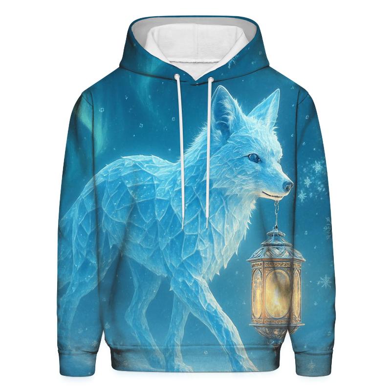Frostbound Lantern Fox designer hoodies