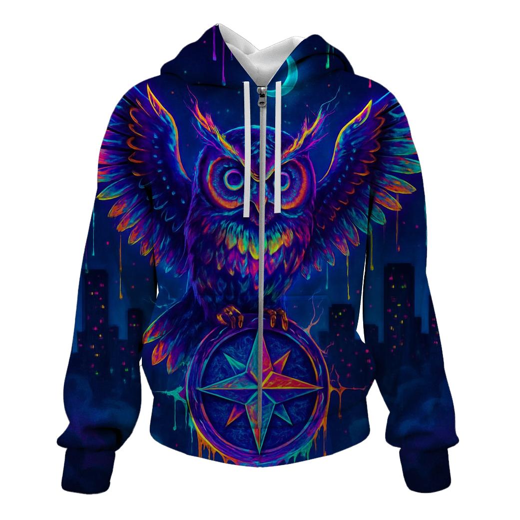 Neon Owl Oracle zip-up hoodies