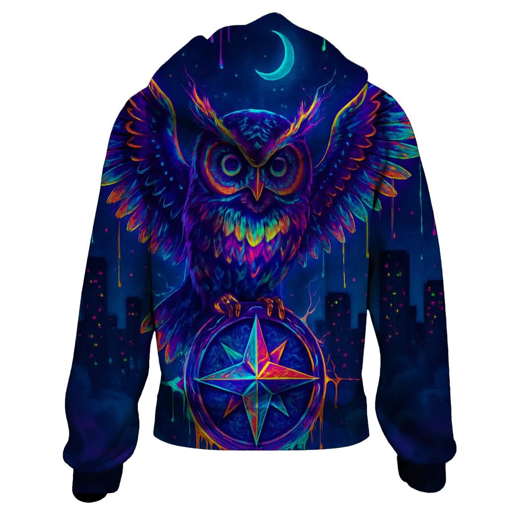 Neon Owl Oracle zip-up hoodies