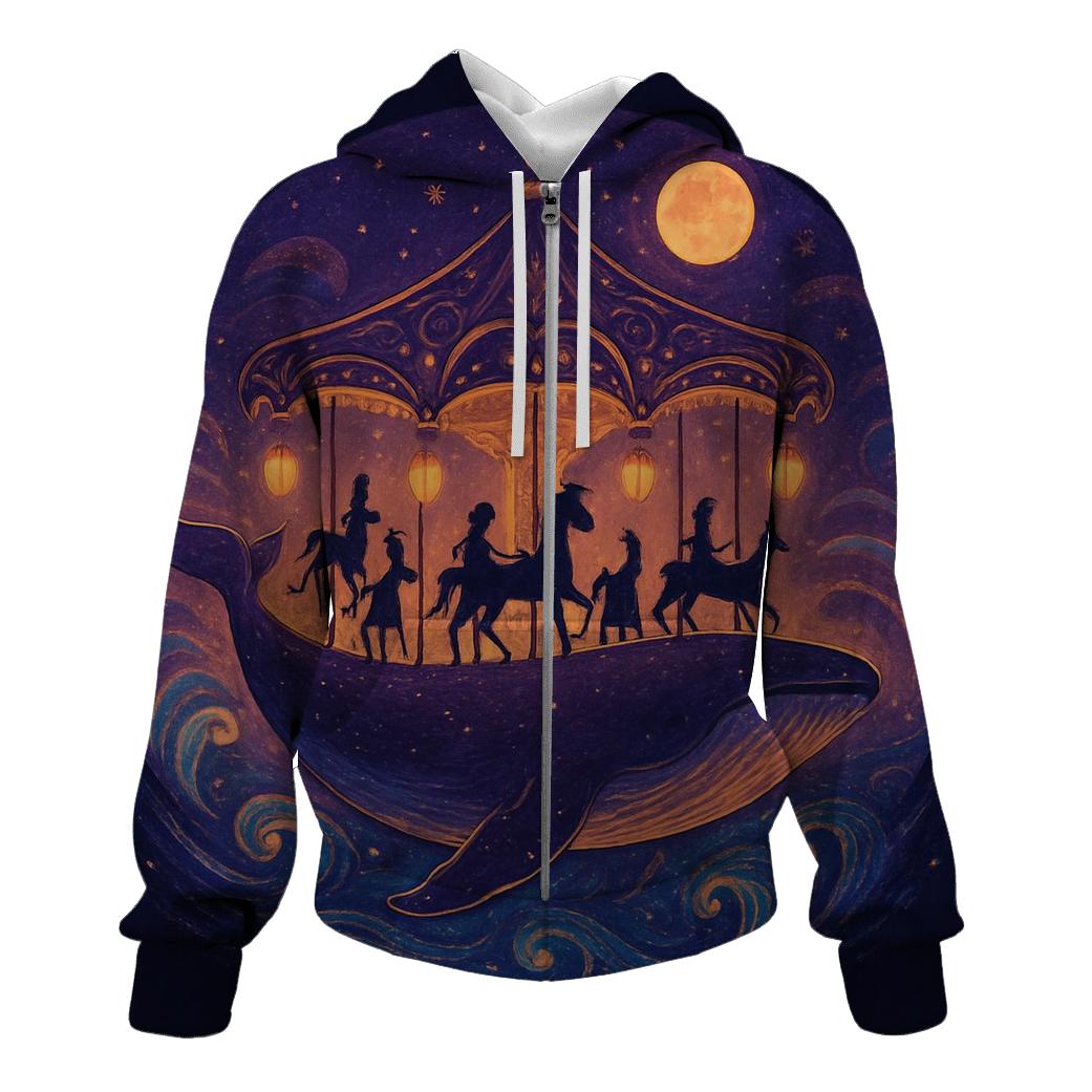 Midnight Carousel Whale premium hoodies