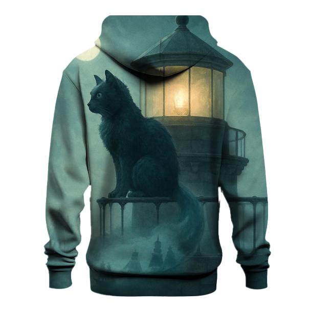 Fogbound Lighthouse Cat lightweight hoodies