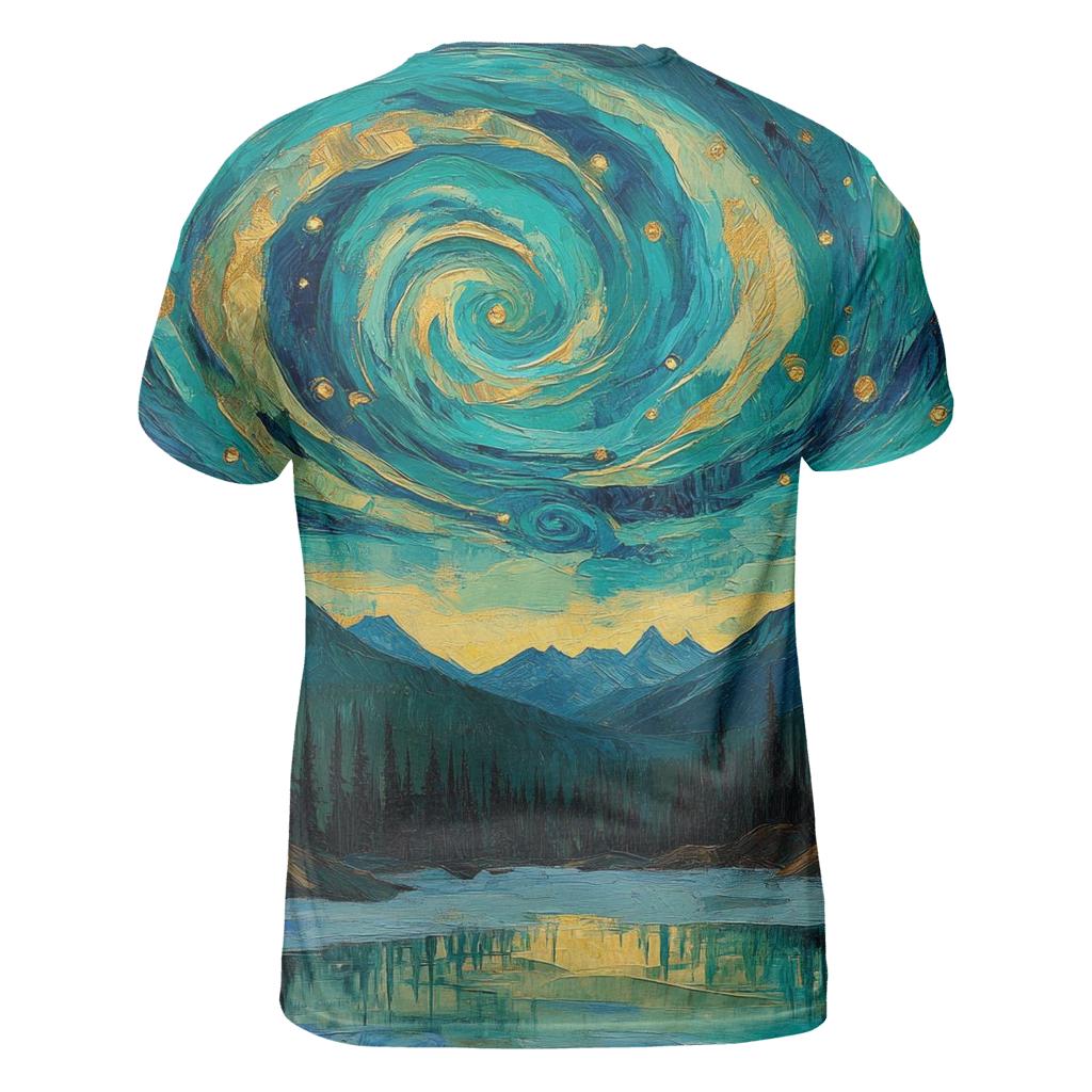 Van Gogh Inspired Mountain Aurora custom all-over print shirts