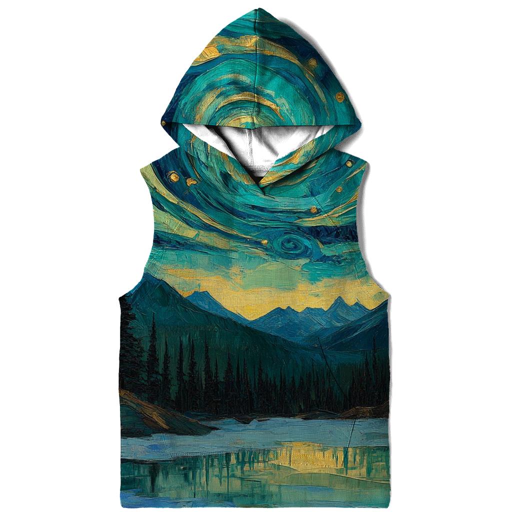 Van Gogh Inspired Mountain Aurora graphic hoodies