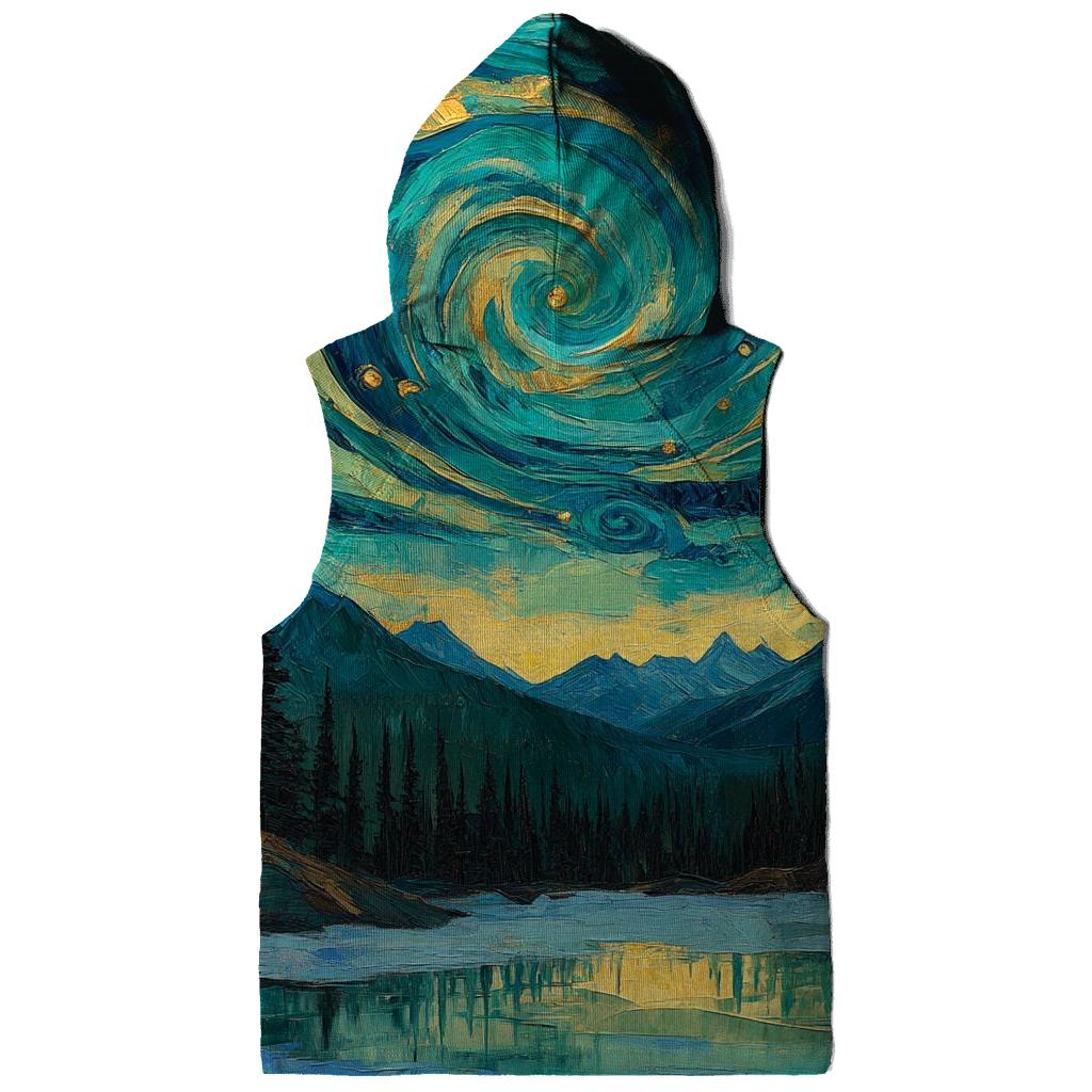 Van Gogh Inspired Mountain Aurora graphic hoodies